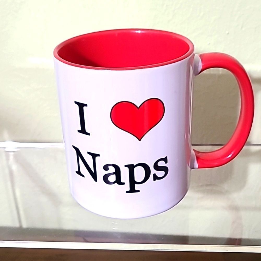 Coffee Mug, I ❤️ Naps, Red & White